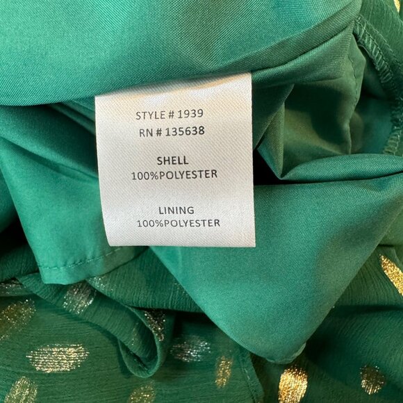 Hutch Confetti Chiffon Dress Emerald Green Gold Long Sleeve Cutout Sz 14 - Picture 7 of 15